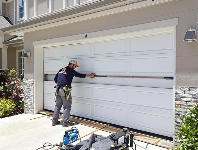 Temescal Valley Garage Door Repair team performing complete garage door replacement at Temescal Valley residence