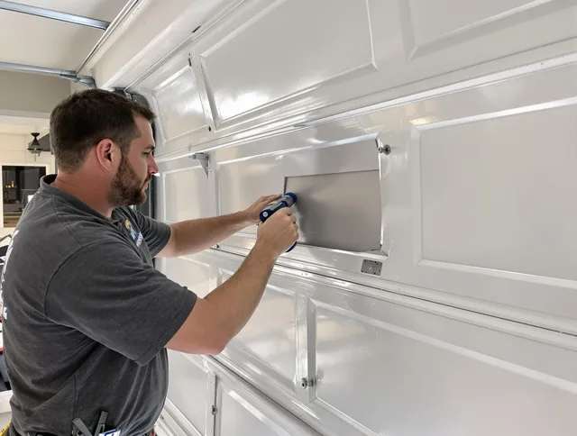 Garage door panel repair by Temescal Valley Garage Door Repair in Temescal Valley