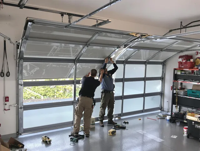 Temescal Valley Garage Door Repair expert performing precise panel replacement on Temescal Valley garage door